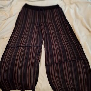 Chico's Women's Black And Brown Striped Wide-Leg Palazzo Pants